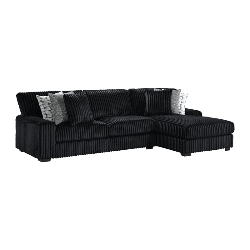 Picket House Furnishings Twilight 2PC Sectional Set in Grand Cord in Black