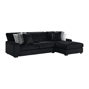 Picket House Furnishings Twilight 2PC Sectional Set in Grand Cord in Black