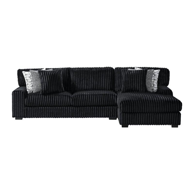 Picket House Furnishings Twilight 2PC Sectional Set in Grand Cord in Black