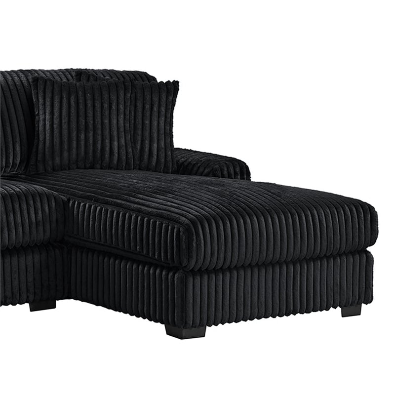Picket House Furnishings Twilight 2PC Sectional Set in Grand Cord in Black