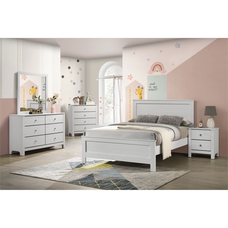 Picket House Furnishings Santino Full Panel 5PC Bedroom Set in White
