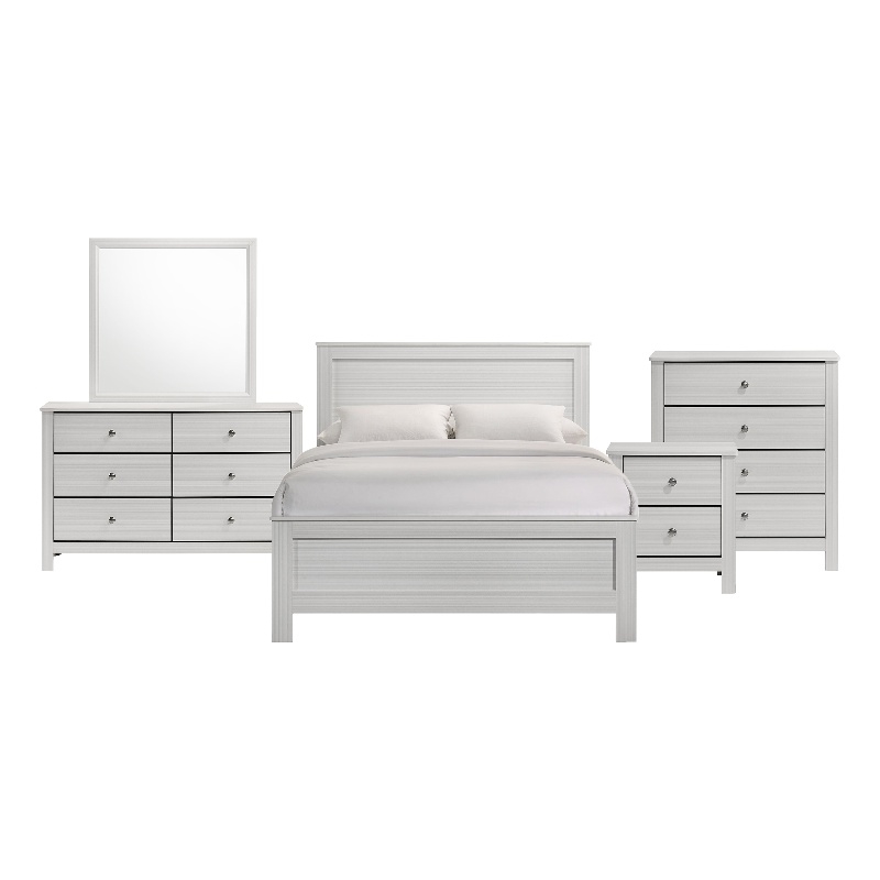 Picket House Furnishings Santino Full Panel 5PC Bedroom Set in White