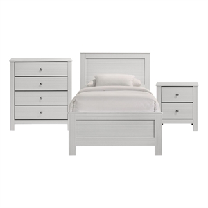 Picket House Furnishings Santino Twin Panel 3PC Bedroom Set in White