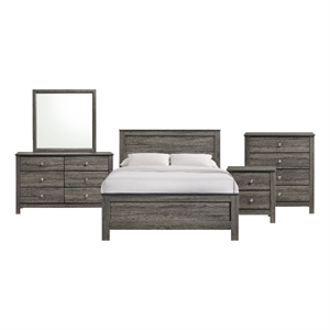 Picket House Furnishings Santino Full Panel 5PC Bedroom Set in Grey