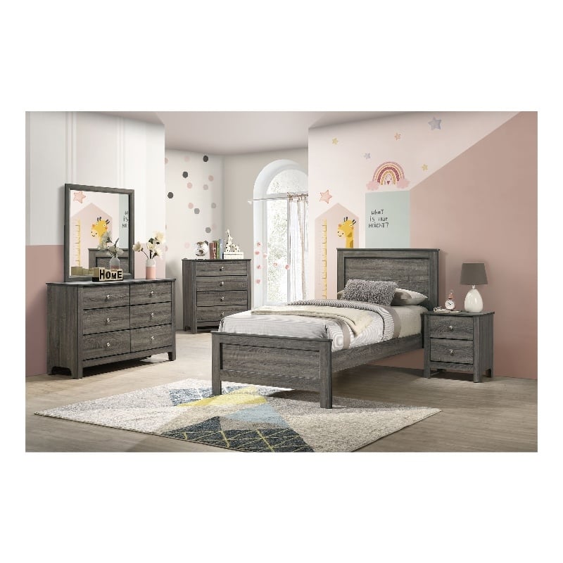 Picket House Furnishings Santino Twin Panel Bed in Grey