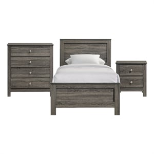 Picket House Furnishings Santino Twin Panel 3PC Bedroom Set in Grey
