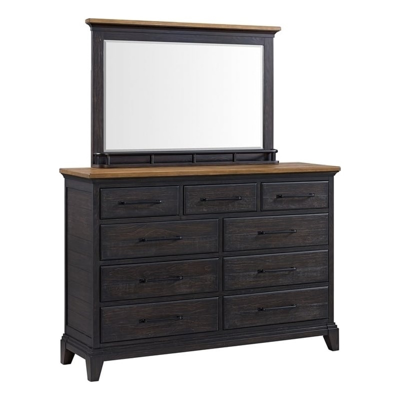 Picket House Furnishings Johnshaven Dresser and Mirror Set in Espresso & Brown