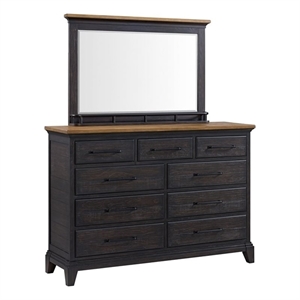 Picket House Furnishings Johnshaven Dresser and Mirror Set in Espresso & Brown