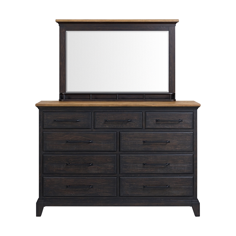 Picket House Furnishings Johnshaven Dresser and Mirror Set in Espresso & Brown