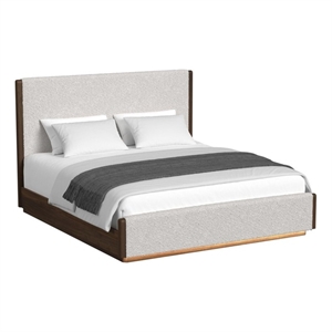 Picket House Furnishings Perth King UPH Bed with Boucle Beige and LED in Brown
