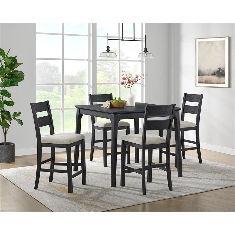 Picket House Furnishings Mendoza 5PC Counter Set w/ Table and 4 Chairs in Black