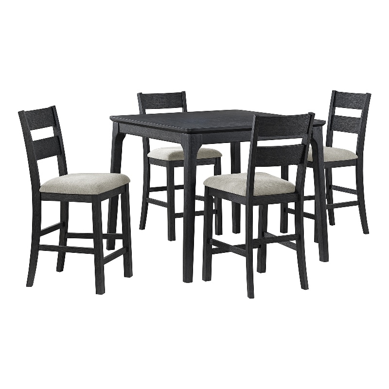Picket House Furnishings Mendoza 5PC Counter Set w/ Table and 4 Chairs in Black