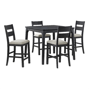 Picket House Furnishings Mendoza 5PC Counter Set w/ Table and 4 Chairs in Black