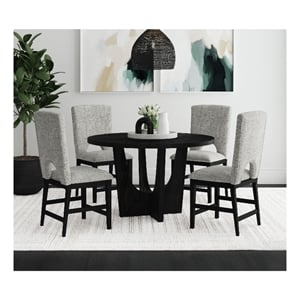 Picket House Furnishings Salem Round Counter Table with Black Wood Top in Black
