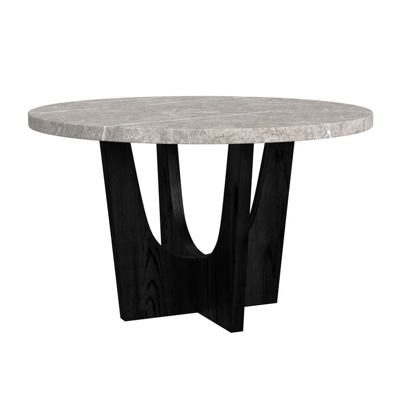 Picket House Furnishings Salem Round Counter Table w/ Grey Faux Marble - Black