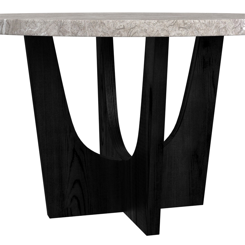 Picket House Furnishings Salem Round Counter Table w/ Grey Faux Marble - Black