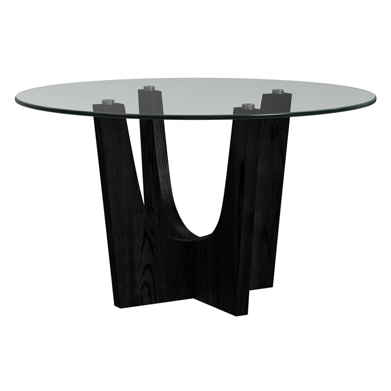 Picket House Furnishings Salem Round Counter Table with Glass Top in Black