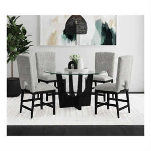 Picket House Furnishings Salem Round Counter Table with Glass Top in Black