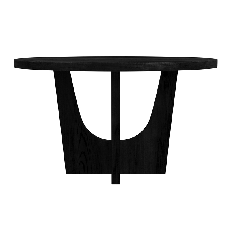 Picket House Furnishings Salem Round Dining Table with Black Wood Top in Black