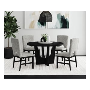 Picket House Furnishings Salem Round Dining Table with Black Wood Top in Black