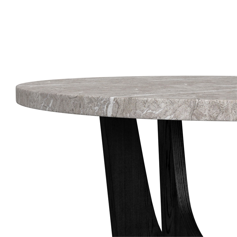 Picket House Furnishings Salem Round Dining Table w/ Grey Faux Marble - Black