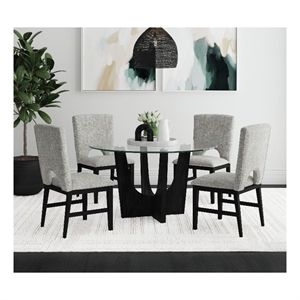 Picket House Furnishings Salem Round Dining Table with Glass Top in Black