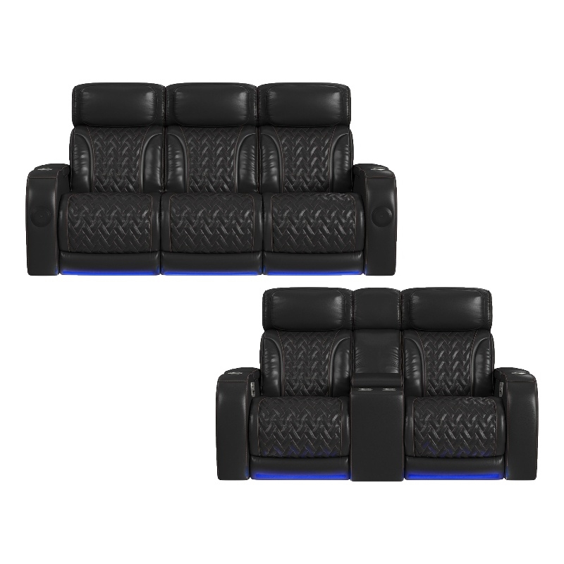 Picket House Furnishings Ascend P3 2PC Living Room Sofa Set in Jett Black/Red