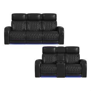 Picket House Furnishings Ascend P3 2PC Living Room Sofa Set in Jett Black/Red