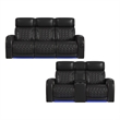 Picket House Furnishings Ascend P3 2PC Living Room Sofa Set in Jett Black/Red