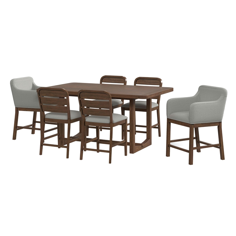 Picket House Furnishings Thorin 7PC Counter Height Dining Set in Brown