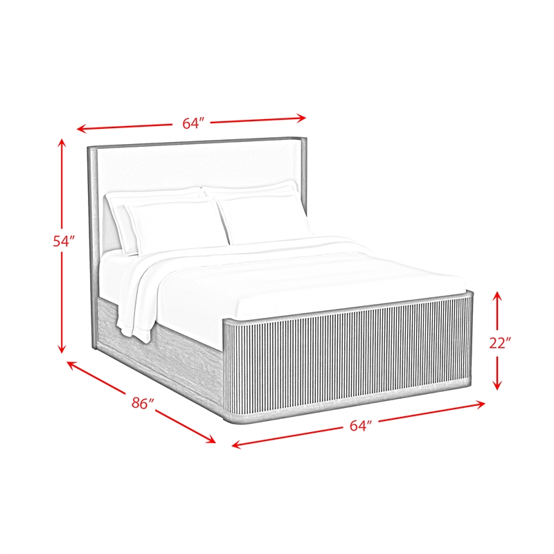 Picket House Furnishings Sutton Queen UPH 3PC Bedroom Set in White/Natural