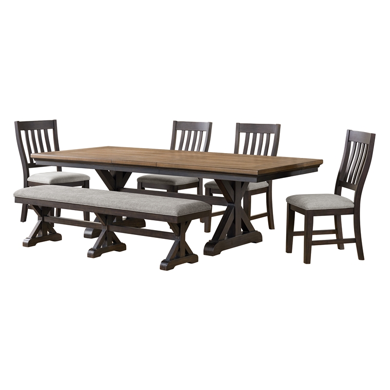 Picket House Furnishings Johnshaven 6PC Standard Height Dining Set in Espresso