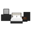 Picket House Furnishings Camelot Queen UPH 5PC Bedroom Set in Black