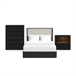 Picket House Furnishings Camelot Queen UPH 3PC Bedroom Set in Black
