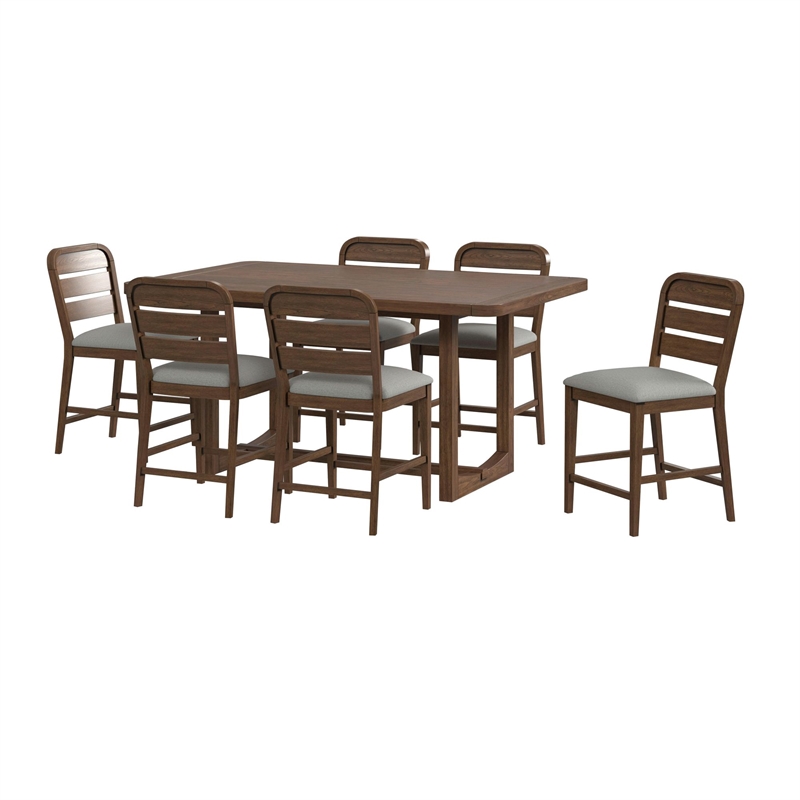 Picket House Furnishings Thorin 7PC Counter Height Dining Set in Brown