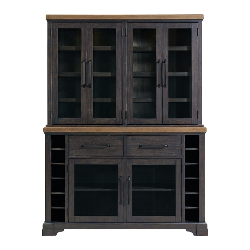 Picket House Furnishings Johnshaven Server and Hutch in Espresso/Brown