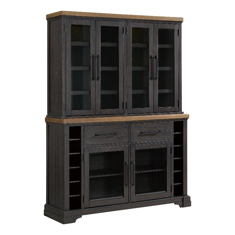 Picket House Furnishings Johnshaven Server and Hutch in Espresso/Brown
