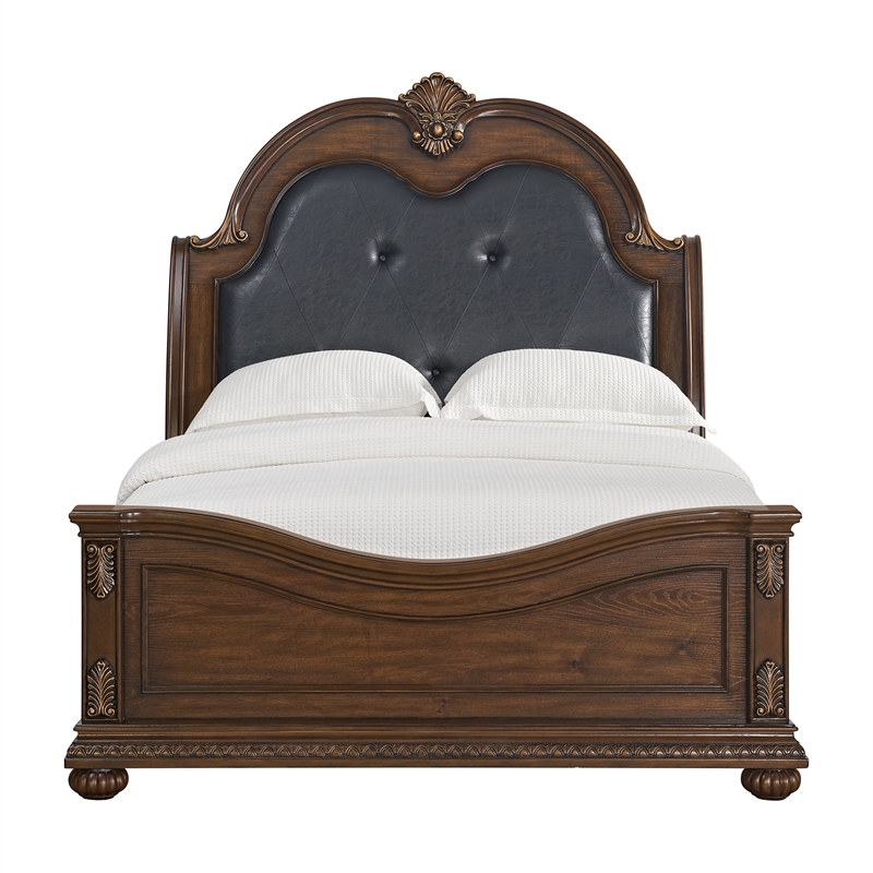 Picket House Furnishings Concerto Queen UPH Bed with Black PU in Brown