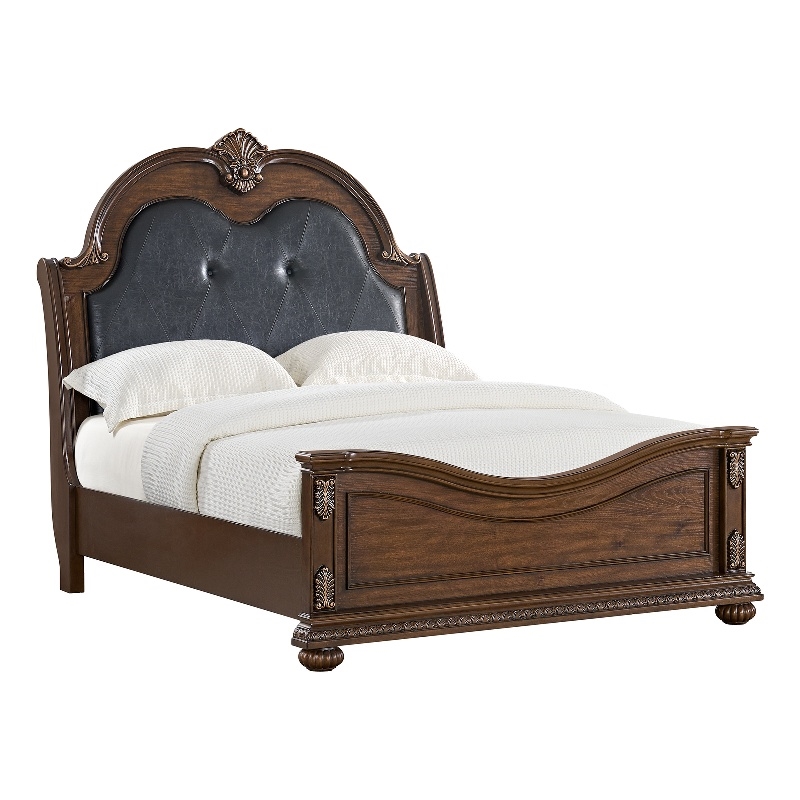 Picket House Furnishings Concerto Queen UPH Bed with Black PU in Brown