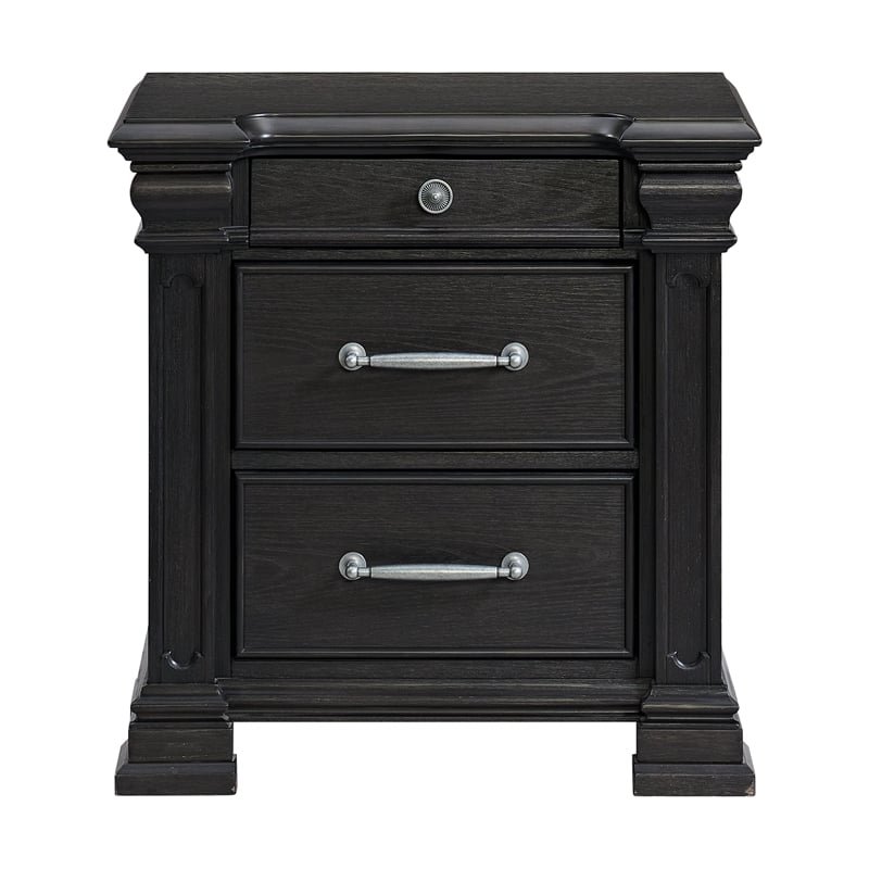 Picket House Furnishings Paterson 3-Drawer Nightstand (Sliding Top) in Black