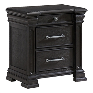 Picket House Furnishings Paterson 3-Drawer Nightstand (Sliding Top) in Black