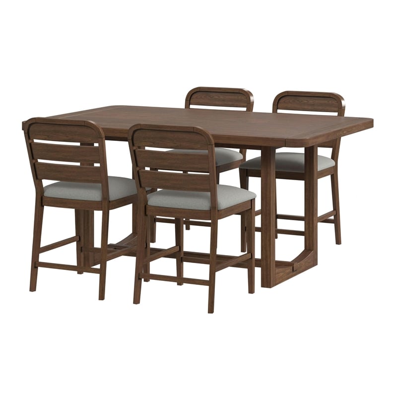 Picket House Furnishings Thorin 5PC Counter Height Dining Set in Brown