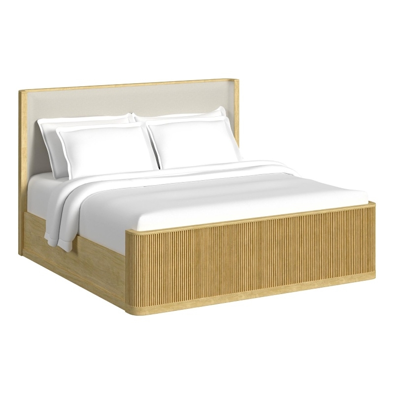 Picket House Furnishings Sutton King UPH 3PC Bedroom Set in White/Natural
