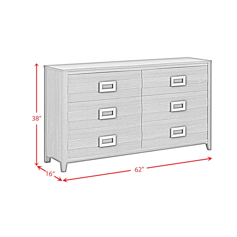 Picket House Furnishings Chett 6-Drawer Dresser in White