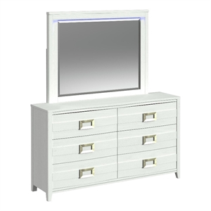 Picket House Furnishings Chett Dresser and Mirror Set with LED in White