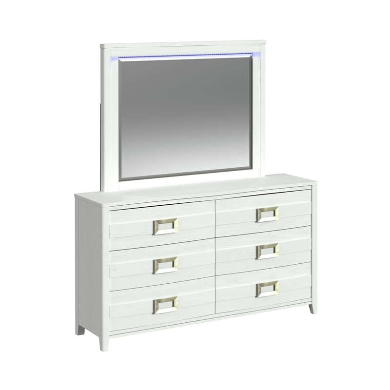 Picket House Furnishings Chett Queen 5PC Bedroom Set with LED in White