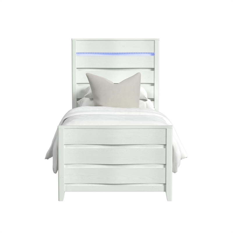 Picket House Furnishings Chett Twin Bed with LED in White