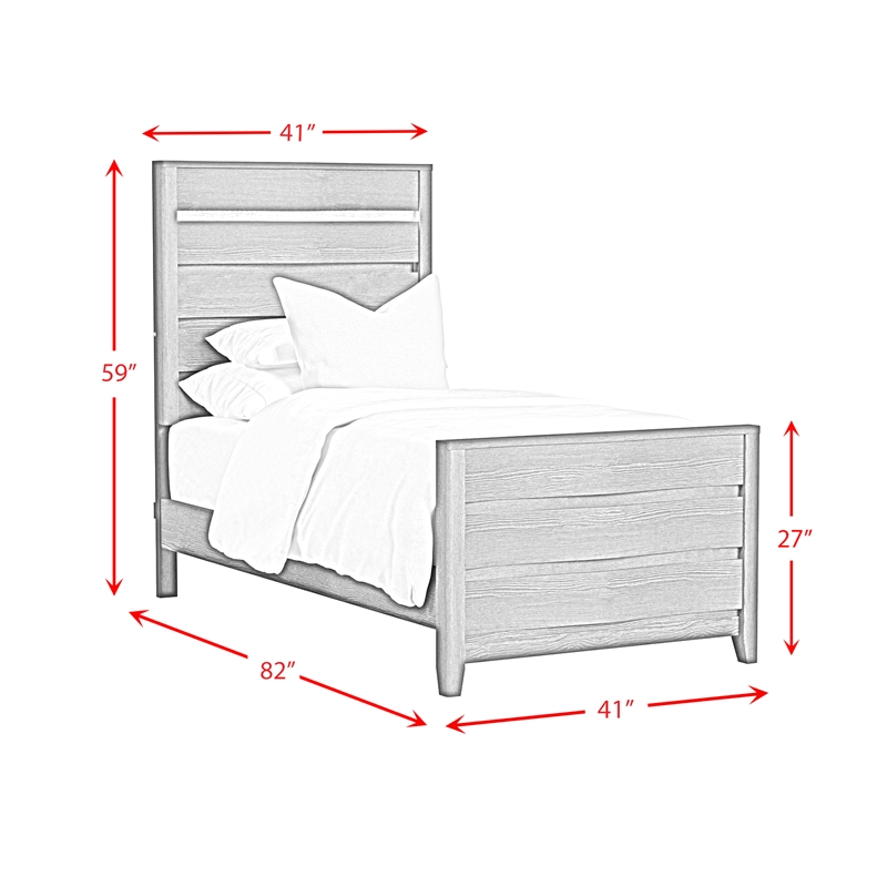 Picket House Furnishings Chett Twin 5PC Bedroom Set with LED in White