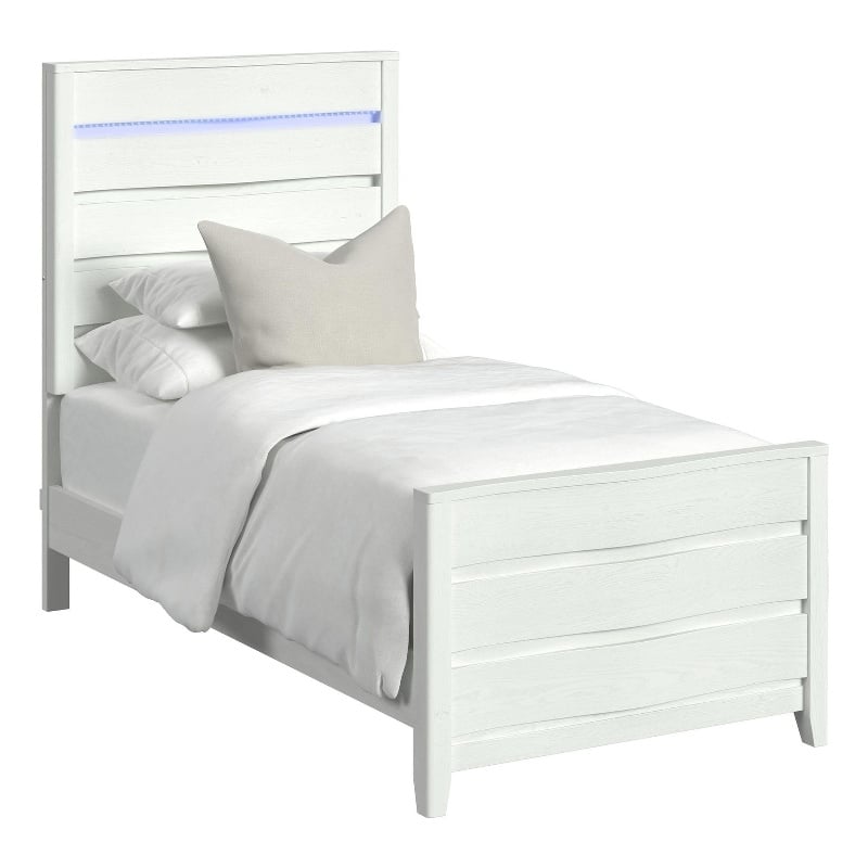 Picket House Furnishings Chett Twin 5PC Bedroom Set with LED in White