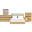 Picket House Furnishings Camelot King UPH 5PC Bedroom Set in Natural